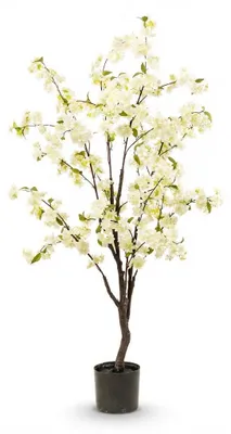 Image de Green boutiQ - Plante artificielle - Prunus - Kersenbloesem - Wit - 135cm - Wit - Sans entretien - Haute qualité