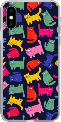 Produktbild von MuchoWow® Handyhülle Schutzhülle Hülle für Telefoonhoesje iPhone X Muster - Katze - Regenbogen - Rosa - Mädchen - Kinder - Kind Silikon Softcase Handy Hülle - Handyhülle