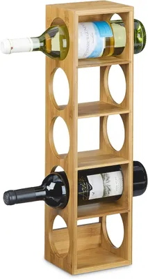 Immagine prodotto di Portabottiglie in bambù - 53 x 14 x 12 cm - Supporto per 5 bottiglie