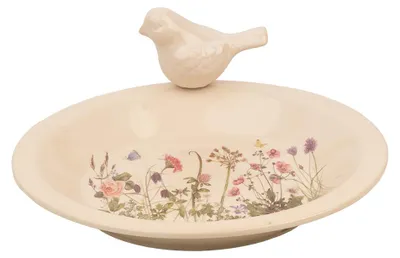 Productafbeelding van Clayre & Eef Vogelhuisje, Ø 26x10 cm, beige, keramiek. Vogel