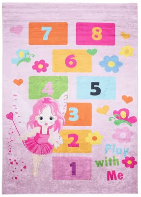 Produktbild von Mazovia Kinderteppich Hüpfspiel Rosa 120x170 cm Kurzflor Pflegeleicht Spielteppich für Kinderzimmer