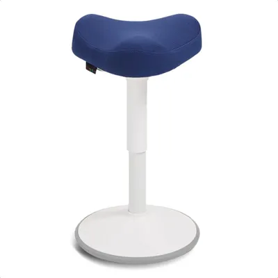 Produktbild von Wobblez Soothe Sattelhocker - Ergonomischer Hocker für aktives Sitzen - Höhenverstellbarer Stuhl - 45 cm bis 65 cm - Blau/Weiß