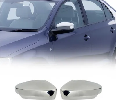 Image de Coques de Rétroviseurs pour Skoda Rapid Berline 2012-2019 en Acier Chromé Argent