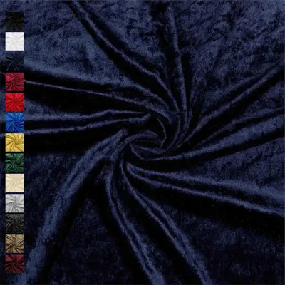 Produktbild von Pannesamt Meterware 140 cm breit – Stoff für Bekleidung, Kostüm & Deko, Uni Glänzend, 0,5 m Schritte, 13 Farben, Karneval & Weihnachten 003 Marine