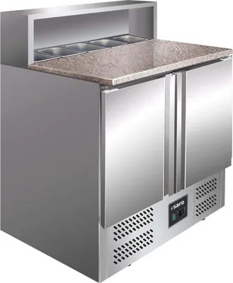 Produktbild von SARO Pizzatisch Modell GIANNI PS 900 Pizzatisch, Kühltisch, Zubereitungstisch, GN-Einlass, 2-türig, Granit, Pizzeria, Imbiss, Restaurant, Belegen, Zubereiten, Kühlen