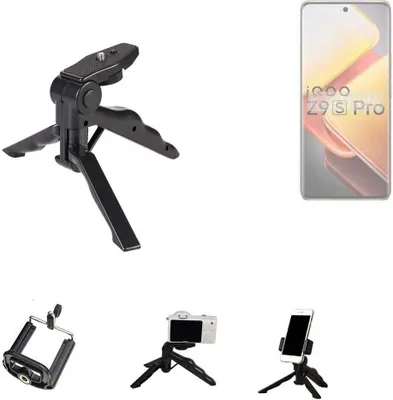 Produktbild von K-S-Trade Stativ Tisch-Ständer Dreibein Handy-Stativ Ständer kompatibel mit Vivo iQOO Z9s Pro Mini-Stativ Smartphone Tripod Handy-Stativ aus Plastik
