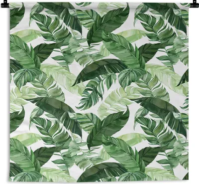 Produktbild von MuchoWow® Wandteppich Wandbehang Blätter - Tropisch - Dschungel - Muster 60x60 cm Tapisserie Dekoration Wandtuch - Dekorationen - Wand Decke
