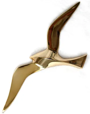 Produktbild von Wandhänger eine Möwe Messing poliert 25 cm Wanddekoration