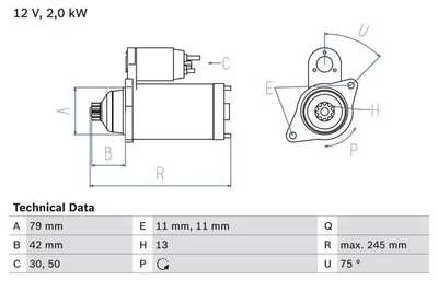 Produktbild von BOSCH Anlasser t 0 986 026 160 für VW Golf VII Schrägheck (5G1 BQ1 BE1 BE2)