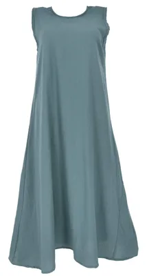 Produktbild von Natürliches Boho Sommerkleid, Langes Baumwollkleid - Taubenblau, Damen, Baumwolle, Größe: L