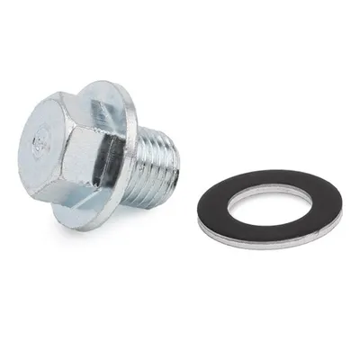 A metal bolt with a washer on a white background.