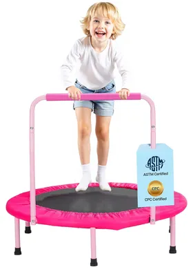 Image de Trampoline d'extérieur pour enfants VEVOR Trampoline pliable 91,44 cm Trampoline de jardin pour jeunes enfants, cadeau d'anniversaire pour enfants à partir de 3 ans 100 kg de charge rose