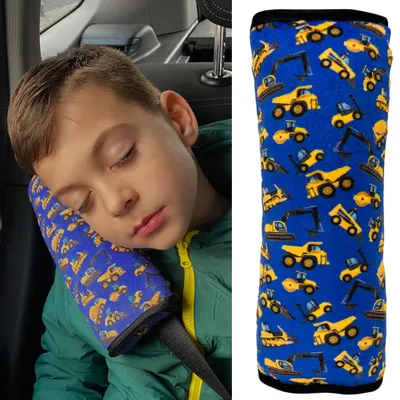 Productafbeelding van Gordelkussen - Autogordel - Wasbaar - Bouwvoertuigen - Voor kinderen - 30 x 12 cm