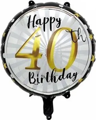 Image de Ballon en plastique "Happy 40th Birthday", 45 cm