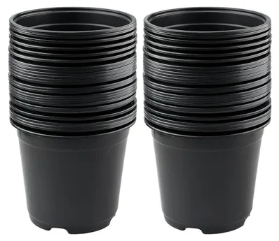 Immagine prodotto di 50 vasi in plastica nera, diametro 15 cm