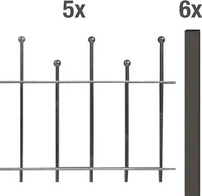 Image de Alberts 507787 Kit de clôture complet Madrid, à visser, anthracite métallique, hauteur 49,5 cm, longueur 10 m