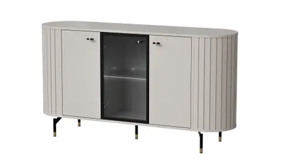 Image de MINIO go for it, commode "ZAMA" 150 cm, avec porte en verre, côtés arrondis décoratifs, avec éclairage LED, couleur Cashimire