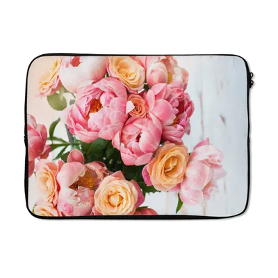 Produktbild von MuchoWow® Laptop Hülle 13 Zoll Rosen - Pfingstrose - Orange Laptoptasche - Laptophülle - Sleeve - Rundumschutz