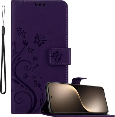 Immagine prodotto di Cadorabo cover per Honor Magic 7 cover in FLORAL DARK PURPLE cover protettiva con design floreale con chiusura magnetica, funzione stand e slot per carte Book Case Cover