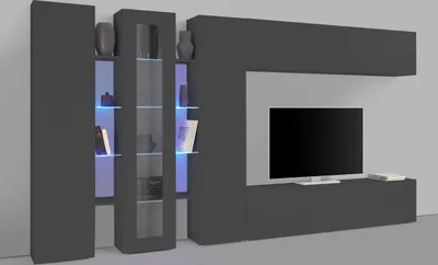Produktbild von Wohnwand >Benevent< (7-teilig) in Anthrazit matt - 340x180x30 (BxHxT)