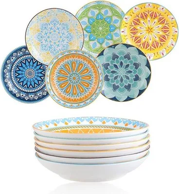 Zdjęcie produktu dla Zestaw porcelanowy – nadający się do kuchenki mikrofalowej i zmywarki – szerokość 203 cm – głęboki zestaw do zupy z 2 filiżankami