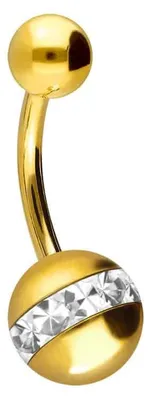 Produktbild von Bauchnabelpiercing Chirurgenstahl Bananabell EPOXY-RING- + CHIRURGENSTAHL-KUGEL Gold Stablänge: 10mm