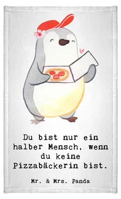 Produktbild von Mr. & Mrs. Panda Handtuch Pizzabäckerin Herz - Weiß - Geschenk, Pizzabringdienst, Kleines, gäste wc, Frotteetuch, Spruch, Mini-Handtuch, Witzig, Lustig
