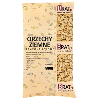 Zdjęcie produktu dla Orzechy ziemne prażone solone 500g Brat.pl