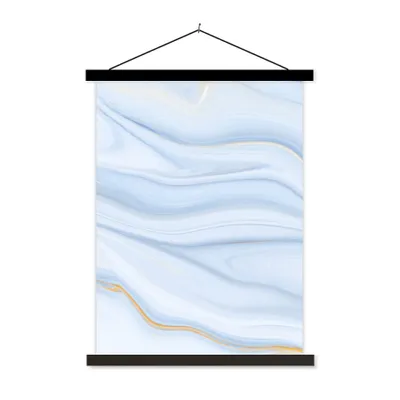 Produktbild von MuchoWow® Textilposter Marmor - Welle - Blau - Muster - Marmoroptik - Pastell 90x120 cm mit schwarzem Rahmen - Dekoration