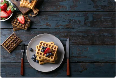 Produktbild von Küchenmatte 140x210 cm Vinylmatte Bodenmatte Dekoration - Blaubeerwaffeln