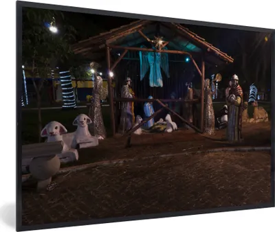 Produktbild von MuchoWow® MuchoWow® Gerahmtes Poster Weihnachten - Krippe 30x20 cm - Poster mit zchwarzem Bilderrahmen - Kunstdruck - Bild-Poster