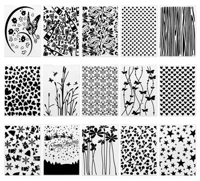 Prägemappen-Set, 15 Schablonen, Kunststoff, für Karten & Scrapbooking