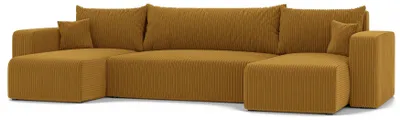 Zdjęcie produktu dla HuskyMeble Narożnik PIERO U z funkcją spania i pojemnikiem na pościel Kształt U, Rozkładana sofa, Rogówka - Żółty - Poso 01