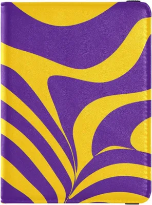Produktbild von Reisepasshülle aus Leder mit Wellenlinien für Reisen und den Impfausweis, wasserdicht, in Violett und Gelb