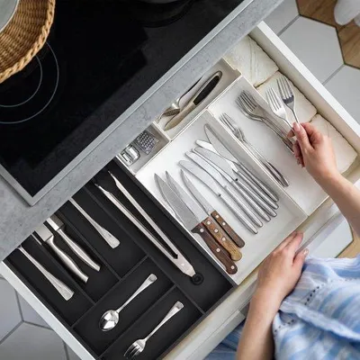 Produktbild von Famanu Bestecklade 6 Fächer - Organizer für Besteck und Bastelmaterial - schwarz