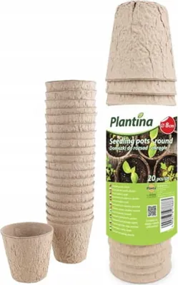 Image de Lot de 20 pots ronds pour semis 8 cm Biodégradable et naturel