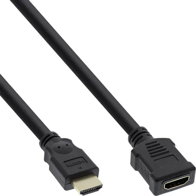 Image de InLine® HDMI Verl., HDMI-High Speed, ST / BU, noir, contacts dorés, 2m