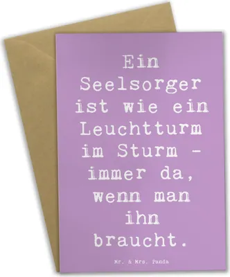 Produktbild von Mr. & Mrs. Panda babykarte Spruch Seelsorger Leuchtturm - Lavendeltraum - Geschenk, Freundschaft, osterkarten, Aufmerksamkeit, Danke sagen, weihnachtskarten, Grußkarten