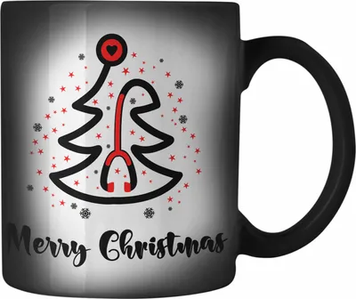 Produktbild von Trendation - Krankenschwester Farbwechsel Zauber-Tasse Geschenk Spritze Geschenk Krankenschwestern Karabiner Farbwechsel Zauber-Tasse Edelstahl Arzt Ärtzin Arzthelferin Weihnachten Merry Christmas (Schwarz)