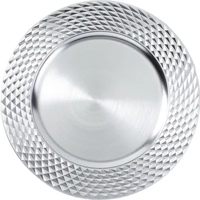 Produktbild von Dekoteller 33cm Kunststoff Rauten - Silber