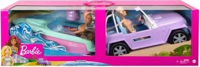 Zdjęcie produktu dla MATTEL Barbie 2 lalki, jeep i motorówka  GXD66