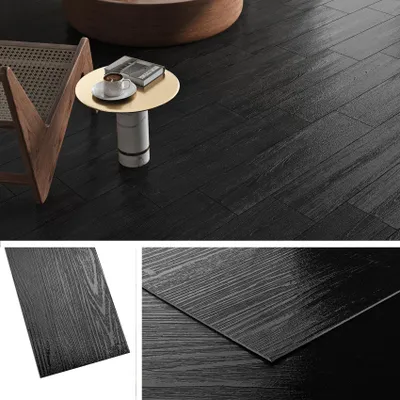 PVC-Vinylboden, Holzoptik, Schwarz, 90x15 cm, 18 Stück