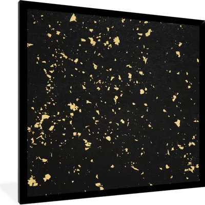 Produktbild von MuchoWow® Gerahmtes Poster Goldene Flocken auf schwarzem Hintergrund 40x40 cm - Poster mit Schwarzem Bilderrahmen Wandposter Rahmen Foto Bilder - Mit Rahmen - Wanddekoration Schlafzimmer