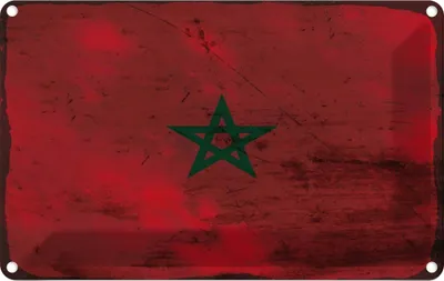 Produktbild von vianmo Blechschild 20x30 cm Marokko Morocco Rost Flagge Fahne Wappen