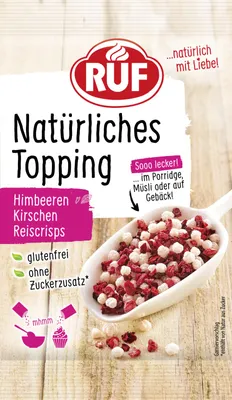 Produktbild von RUF Natürliches Topping Himbeer Kirsche Reiscrisps