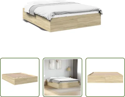 Produktbild von The Living Store Bettgestell Sonoma-Eiche 150x200 cm Holzwerkstoff