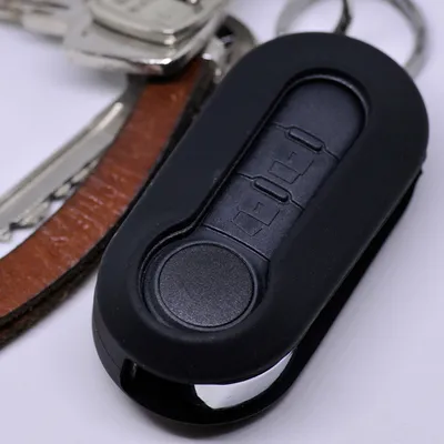 Produktbild von Auto Schlüssel Hülle Silikon Schutz Cover Schwarz kompatibel mit Citroen Jumper Peugeot Boxer FIAT Ducato 500 Punto Doblo Panda ab ´06 Klappschlüssel