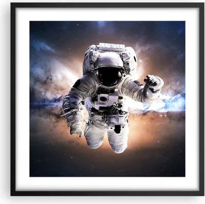 Produktbild von Gerahmtes Poster - Schwarzer Rahmen - Astronaut Erde Raum - 50x50 cm - Wand Bild - Wanddeko - Wandbilder - Kunstposter - Wandposter - Bilderrahmen - Bilder - Kunstdruck - Wandbild - P2BAC50x50-2848
