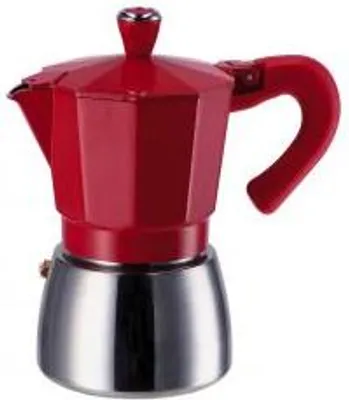 Produktbild von 6-Tassen-Kaffeemaschine aus Aluminium für Induktionskochfelder, rote Farbe