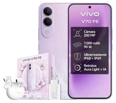 Imagen del producto de VIVO V70 FE 8Gb 256Gb Bundle Ch90w+ Buds3 Purple